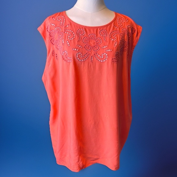 Loft XXL Shell Tunic Eyelet Embroidery Salmon Pink - Picture 1 of 7